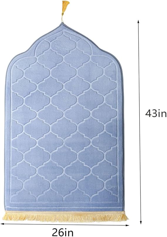 JE JOUE Prayer Rug Muslim Mat Islamic - Thickening Sponge Muslim Rug for Men Women Eid Travel Ramadan, Soft Luxury Great for Knees and Forehead (Gray)