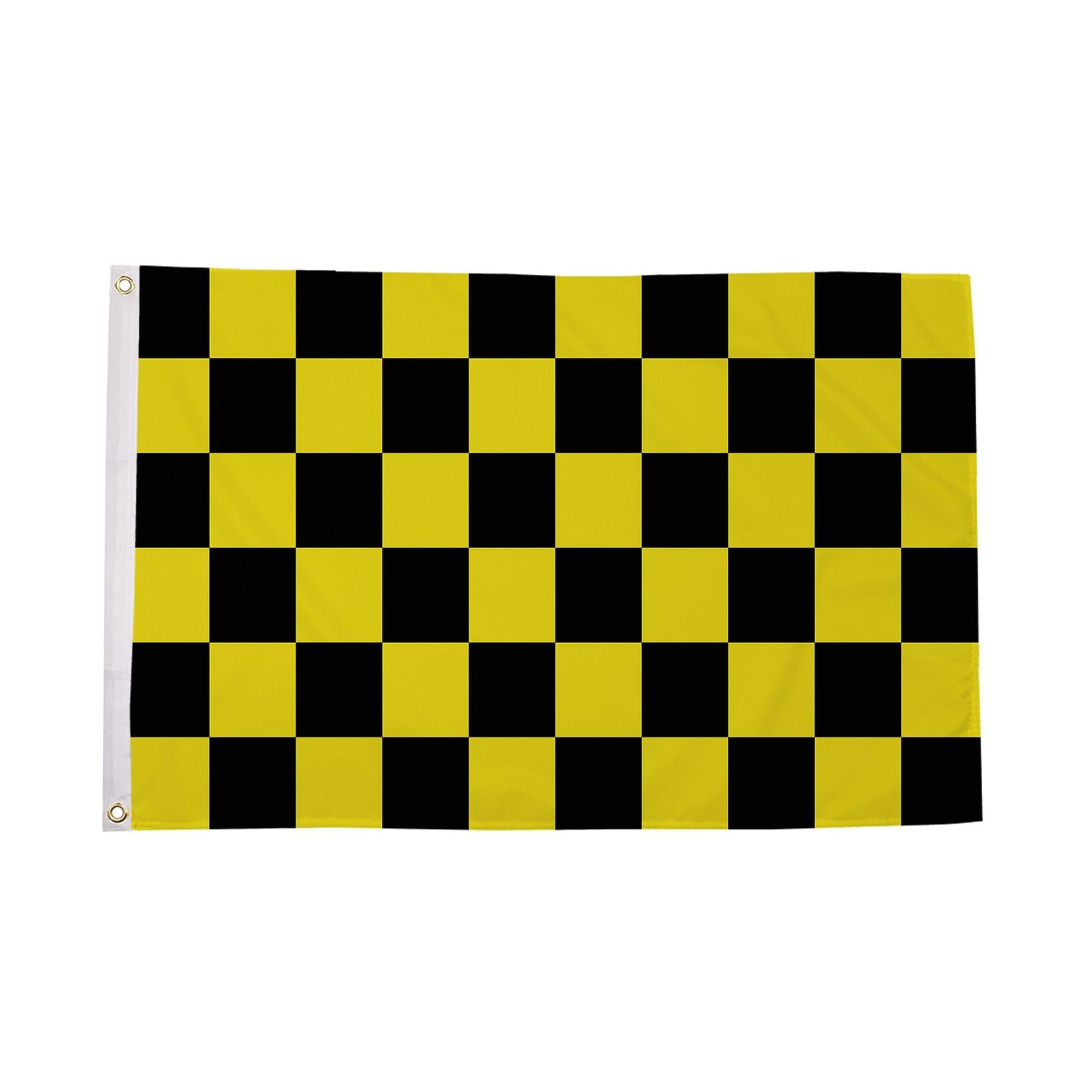Flagtex Checkered Flag Black Yellow 5ft x 3ft (150cm x 90cm) - Racing Flags for Race Day Events, Motorsport Team Flags for Outdoor Display, Racing Decorations — image 1
