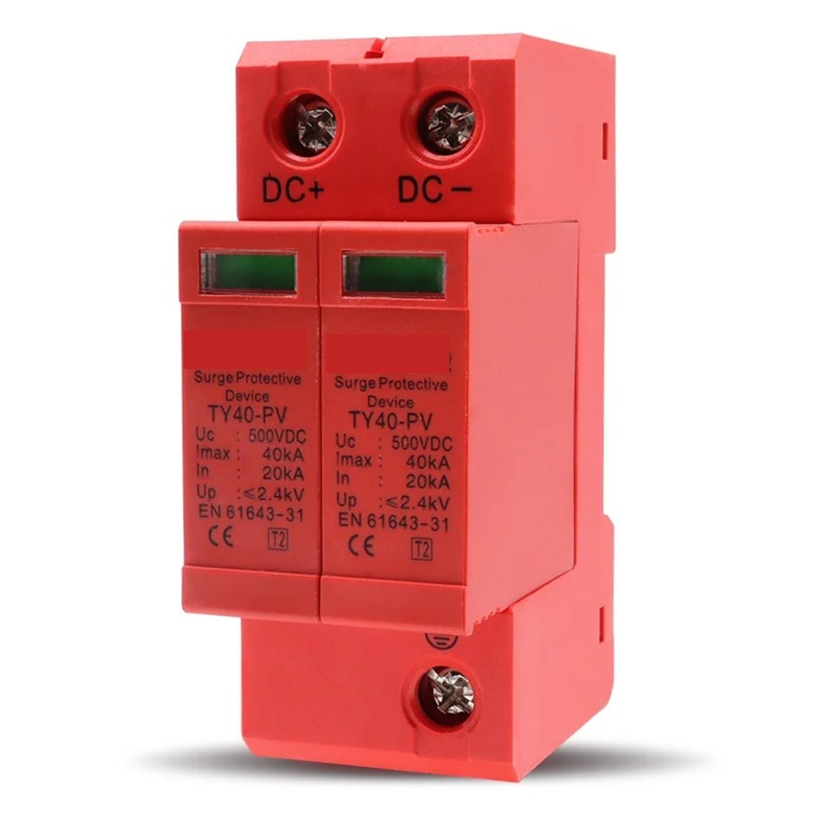 Protection d'alimentation photovoltaïque 500V avec parasurtenseur SPD 40KA 2P