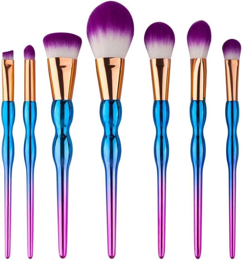 化粧ブラシキット メイクブラシセットEyeshadow7PCS木製ハンドルナイロンヘアメイクリキッドファンデーションブラシアイブロウ