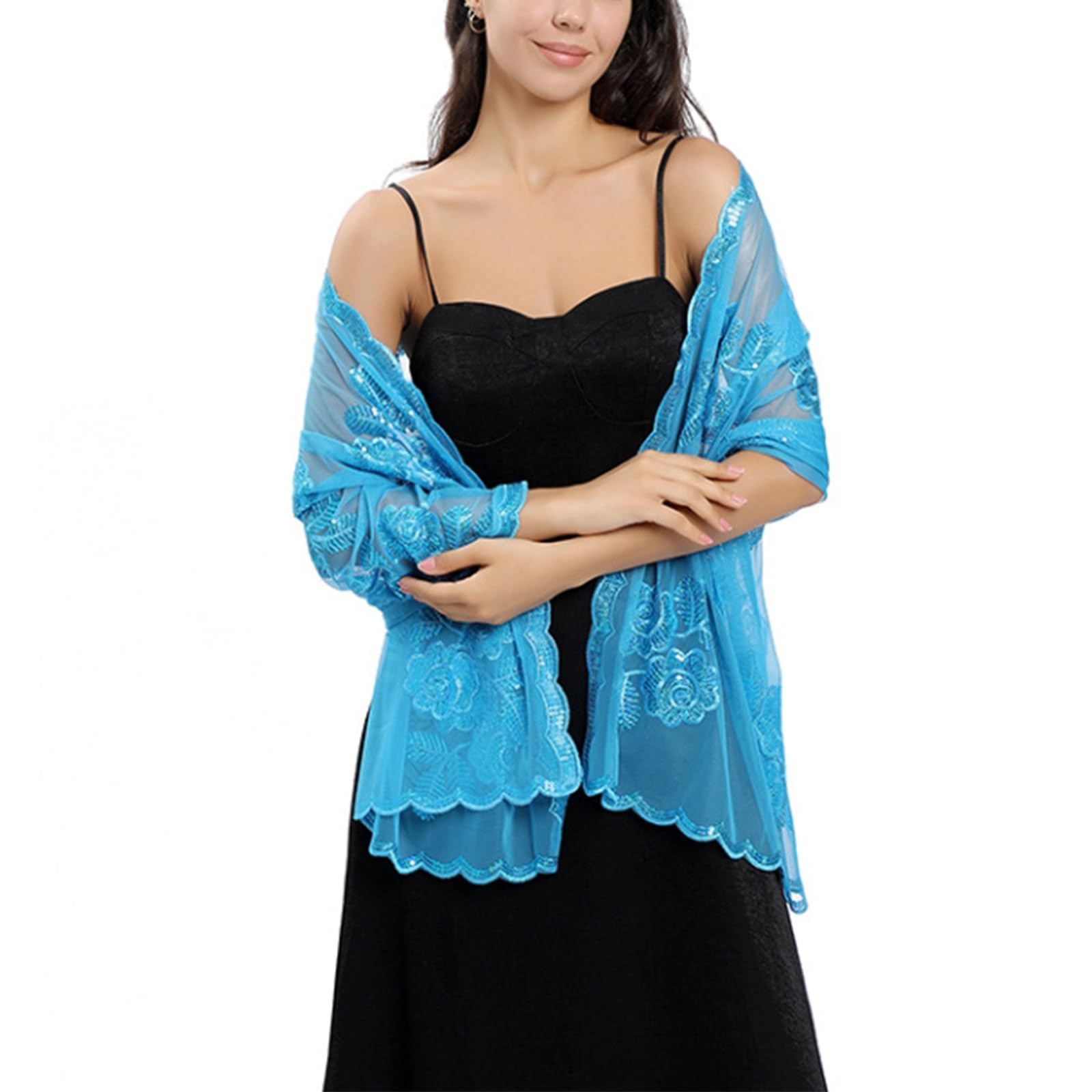 Écharpe pashmina lune étoile pour robe de soirée de mariage en soie transparente châle de demoiselle d'honneur