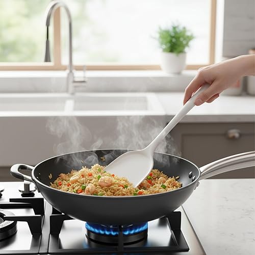 Miniatura 3 de Juego de utensilios de cocina de silicona, 3 herramientas de cocina (espátula, cucharón de sopa, cuchara ranurada), resistente al calor,