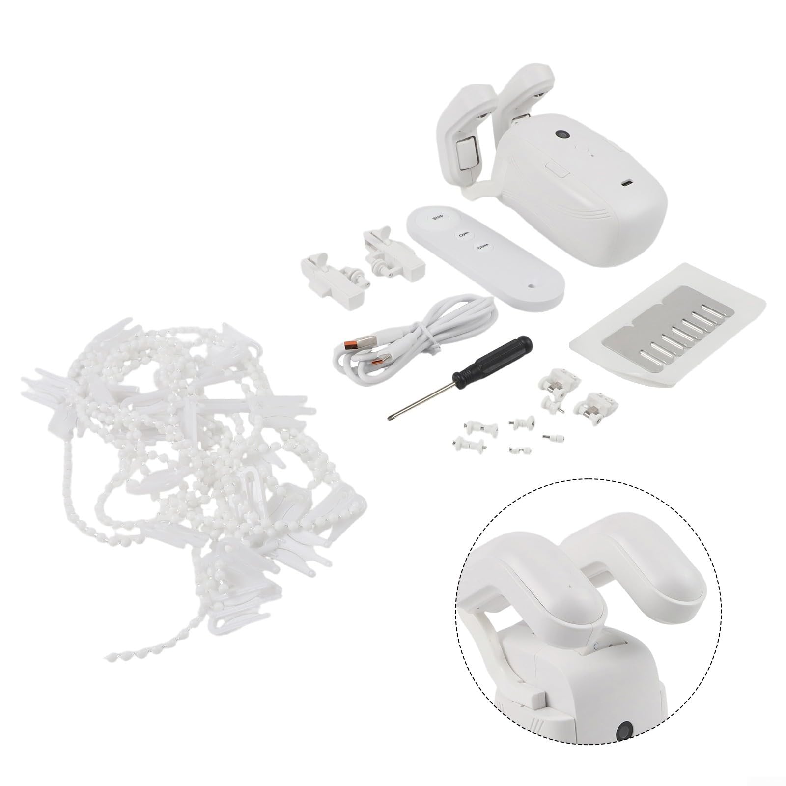 Motore elettrico per aprire tende con telecomando, robot automatico 3 in 1 per aste romane, guide U e I, 4000 mAh, ricaricabile, bianco, facile installazione (1 pezzo)