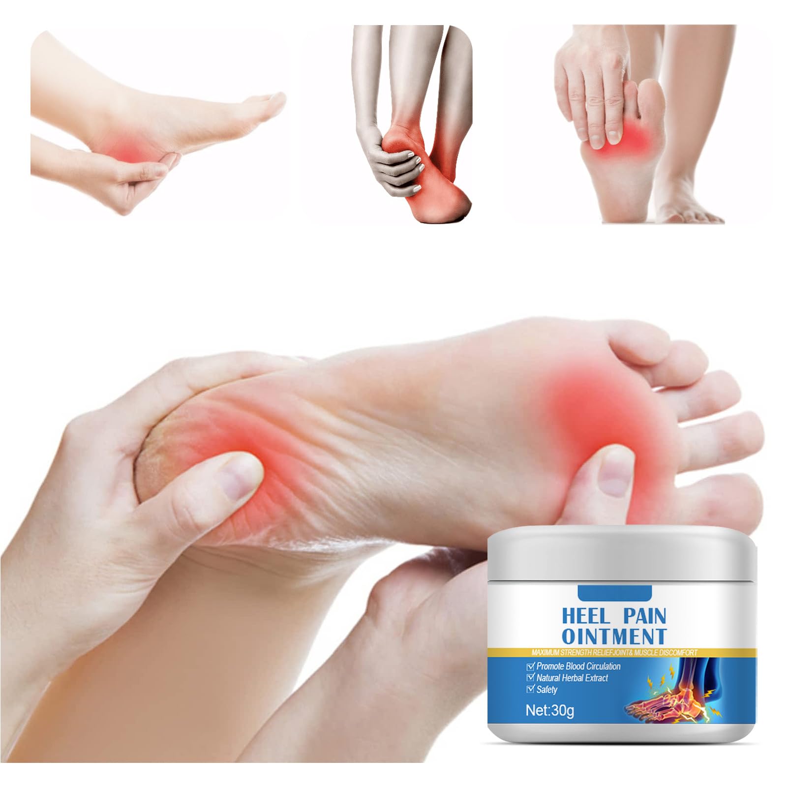 Pomada para Espolones Calcáneos,Crema para el Dolor de Talón,Contra Espolones Calcáneos,Ungüento Calmante para Talones,Crema para el Talón Ungüento Calmante para el Dolor de Pies,30G