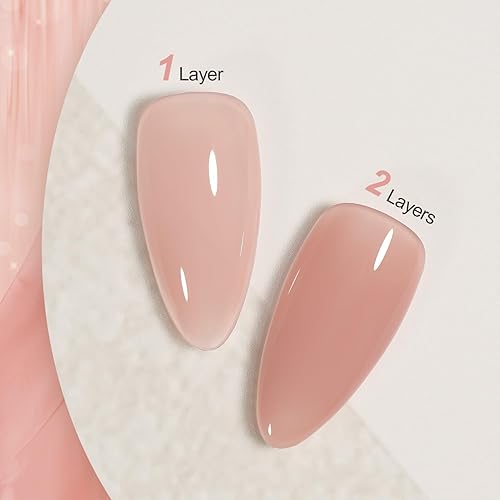 Miniatura 2 de GAOY Jelly Nude - Esmalte de uñas en gel, 0.63 onzas líquidas, esmalte de gel translúcido rosa nude, curado con luz UV para arte de uñas, color 1533