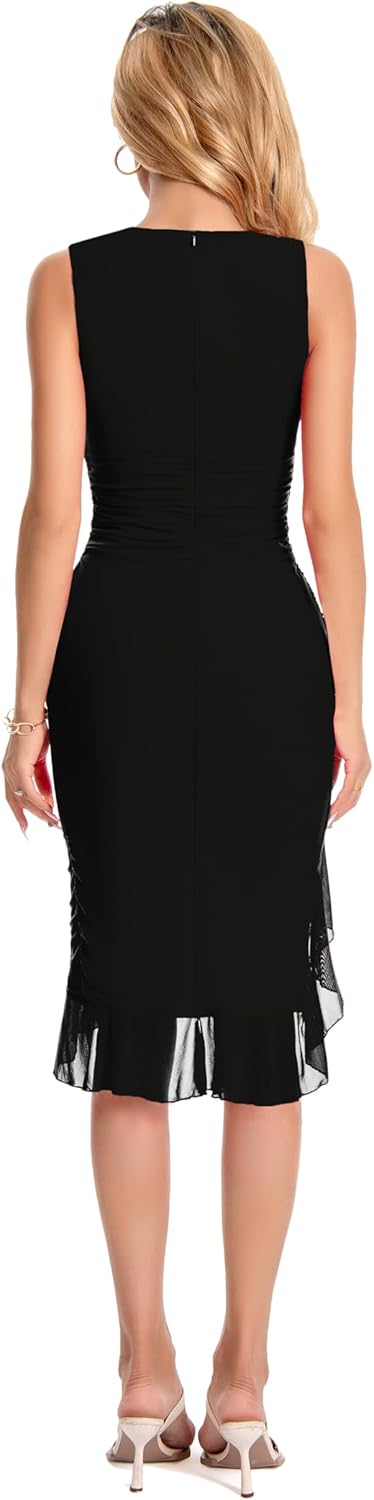 Black Ruched Bodycon Dresses for Women Sexy Cocktail Party Wedding Guest Homecoming Birthday Dress - Image 5