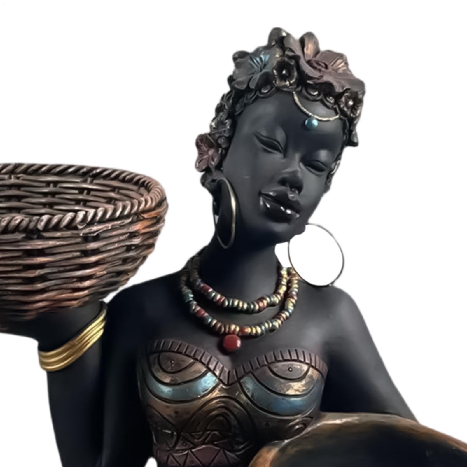 Statue africane per la decorazione domestica - donna seduta con statue da