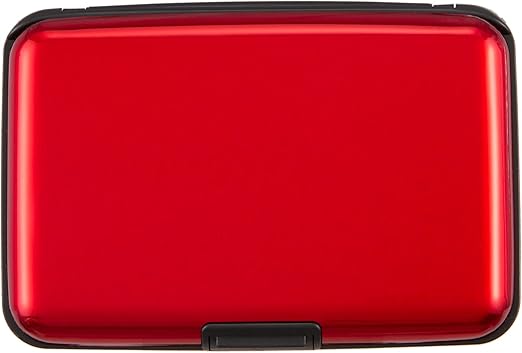 Credit Card Holder, RFID Blocking Metal Card Wallet for Women Men Slim ID Card Holders Protector Aluminum Business Hard Case (Red)