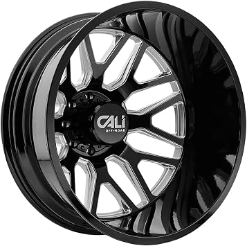 Generic 9115D Invader Dually Rear Gloss Black Wheel Milled Spokes 24 x 8.25 inches /8 x 165 mm, 232 mm Offset