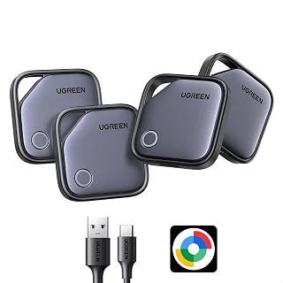 UGREEN FineTrack G Tracker Tags for Android USB-C Rechargeable 4 Pack | Luggage Tag, Smart Tag for Key, Wallet and Backpack, Item Finder works with Find Hub, Tracker Tags 80dB Up to 1 Year Runtime - Amazon product rated Grade A