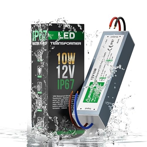 Image of LED Driver, 10W 12V Lighting Transformer, 90-250V AC to 12V DC IP67 Waterproof 0.83A LED Power Supply Constant Voltage Adapter for Outdoor Garden Strip Lights LEDS Lighting Shed Light