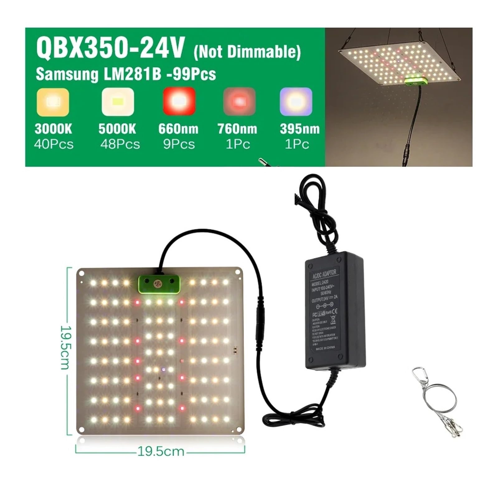 Le piante a spettro completo coltivano la lampada a LED ad alta luce solare PPFD coltiva LM281B for l'illuminazione della crescita delle da interno,Risparmio energetico(QBX350)