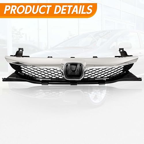 Miniatura 6 de YLT AUTO Rejilla frontal de malla negra mate para parachoques delantero para Honda Civic 2019-2020