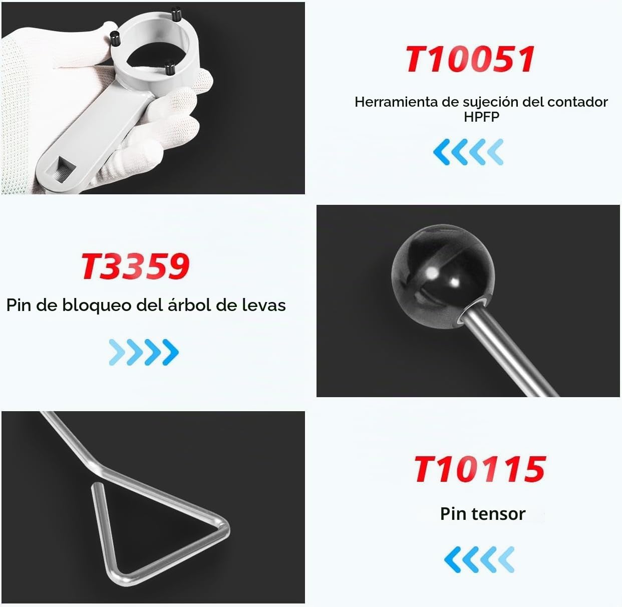 3830 Juego de herramientas para correa de distribución para VW/Audi TDI EA288 (CVCA/CRUA) - Incluye T10490, T10492, T10172, T10051, T3359
