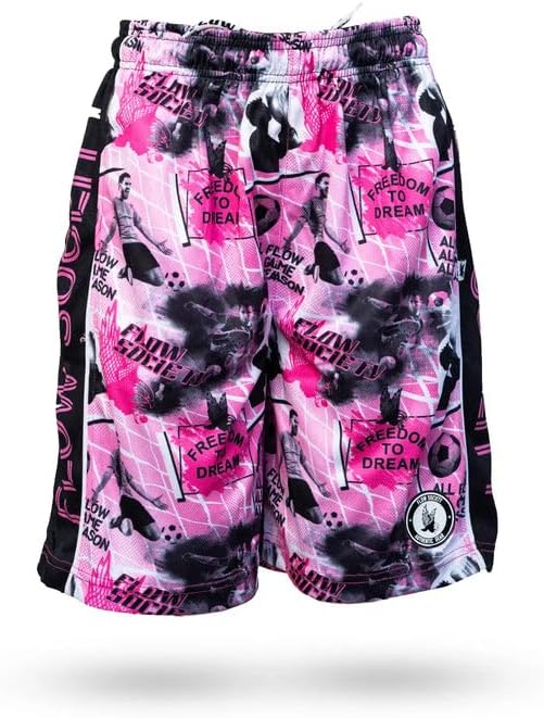 Flow Society Freedom to Dream Soccer Attack Boys Shorts - Lacrosse - Baseball - Football - Hockey - Basketball - Pink