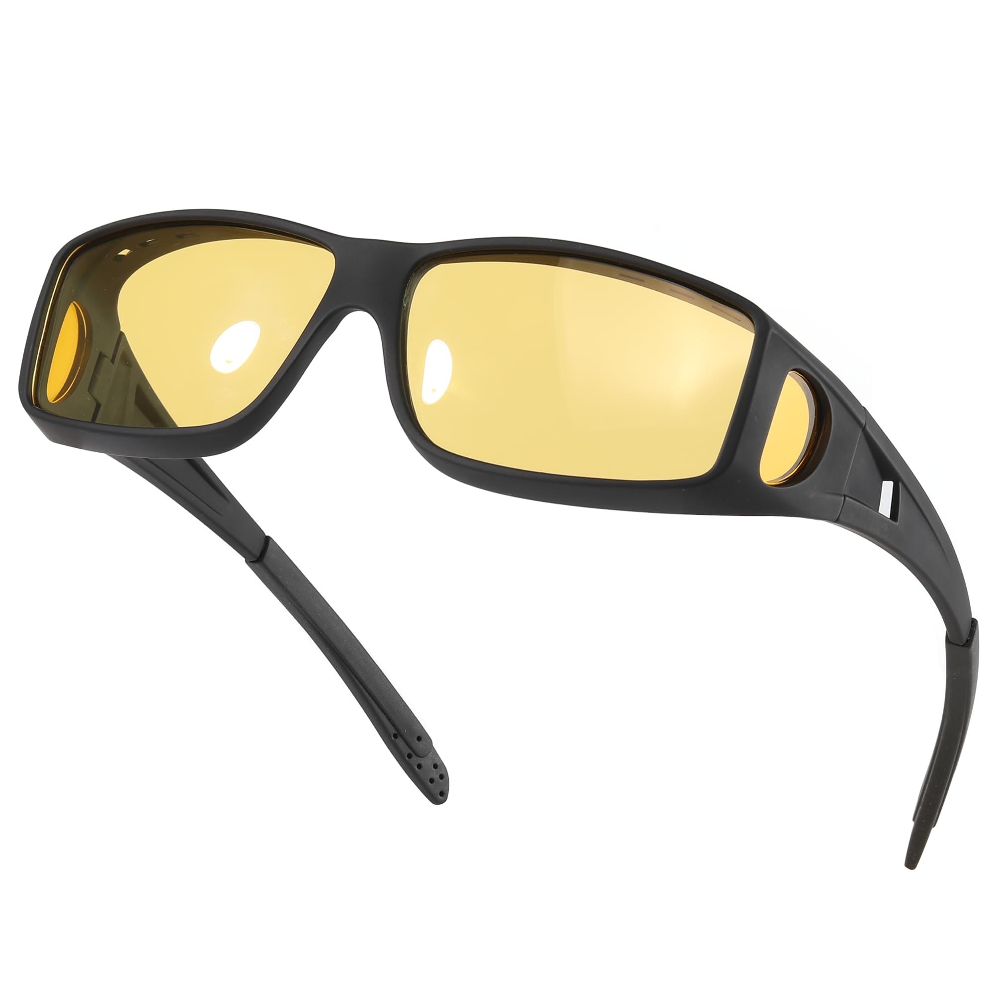 Nachtfahrbrille für Herren und Damen, Nachtsichtbrille, passt über Brillen, Sonnenbrille, blendfrei, polarisiert, HD, großer/schwarzer Rahmen, Nachtfahrlinse, Einheitsgröße, Großer, schwarzer