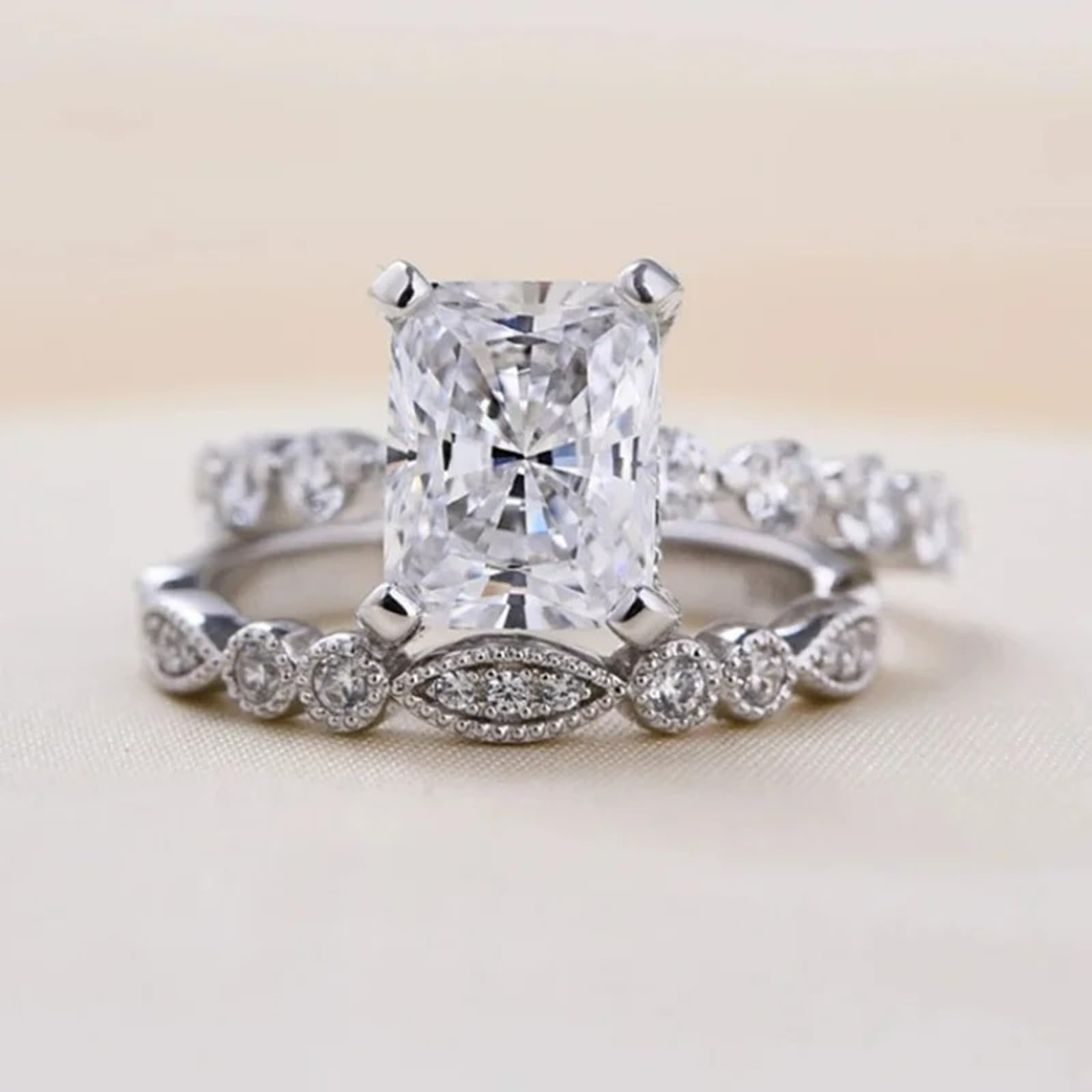 2pcs Anillo de plata esterlina minimalista S925 para anillo de mujer Regalo de lujo ligero de boda de vacaciones de día de San Valentín personalizado