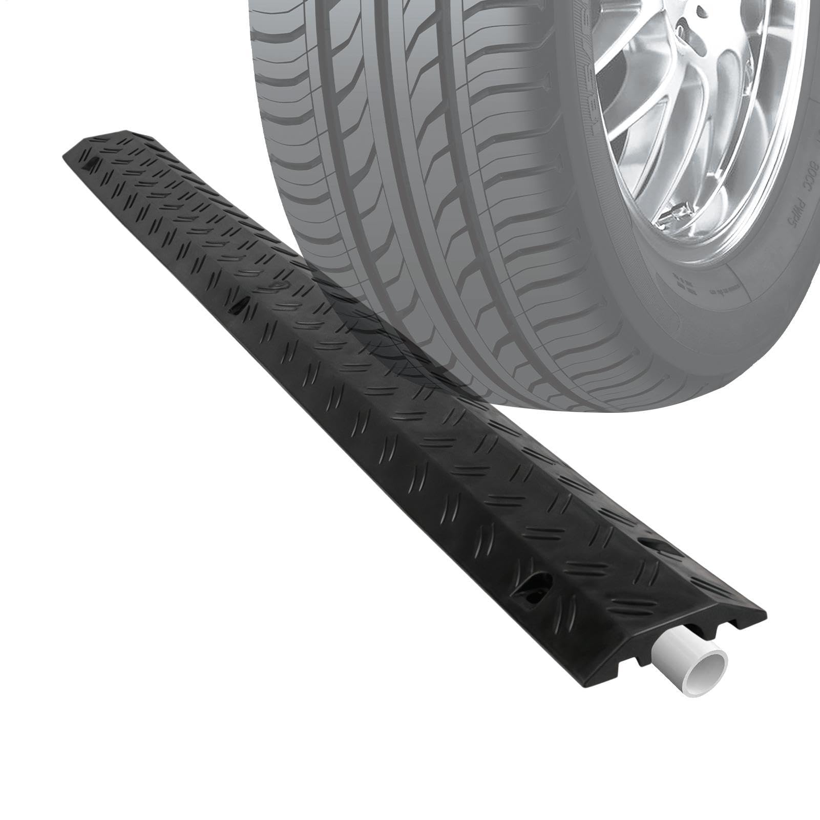 Driveway Hose Protector - Heavy Duty Cable Protector Ramp 100x13x2cm | Anti-Trip Wire Cover For Outside Road | Indoor Office Hotel Walkway Floor Cord Management