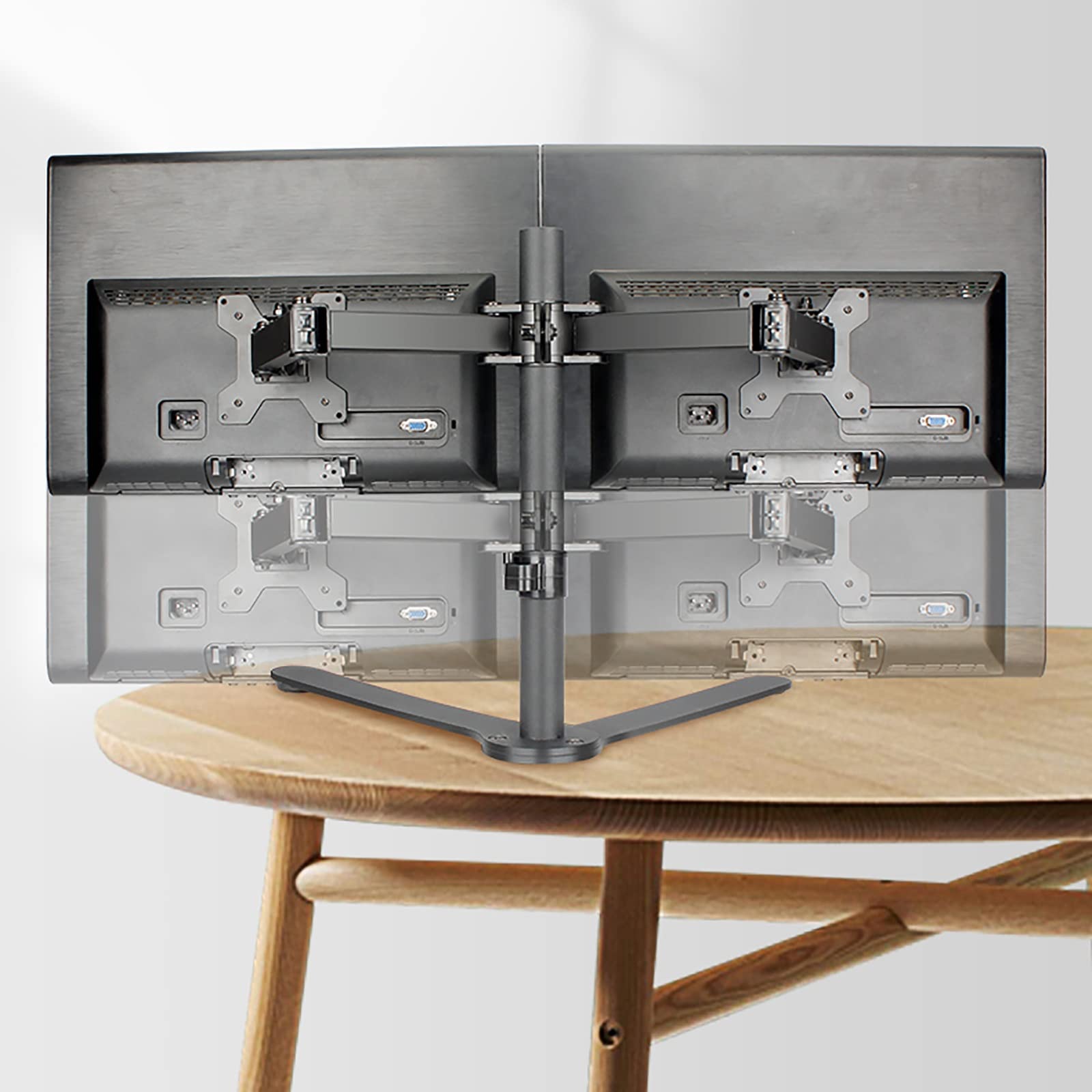 Supporto da Tavolo per TV/Monitor A Doppio Schermo, Supporto TV con Sistema di Rotazione A Tre Assi, Base da Tavolo Regolabile in Altezza Adatta A TV da 14 A 27 Pollici, 40 Cm