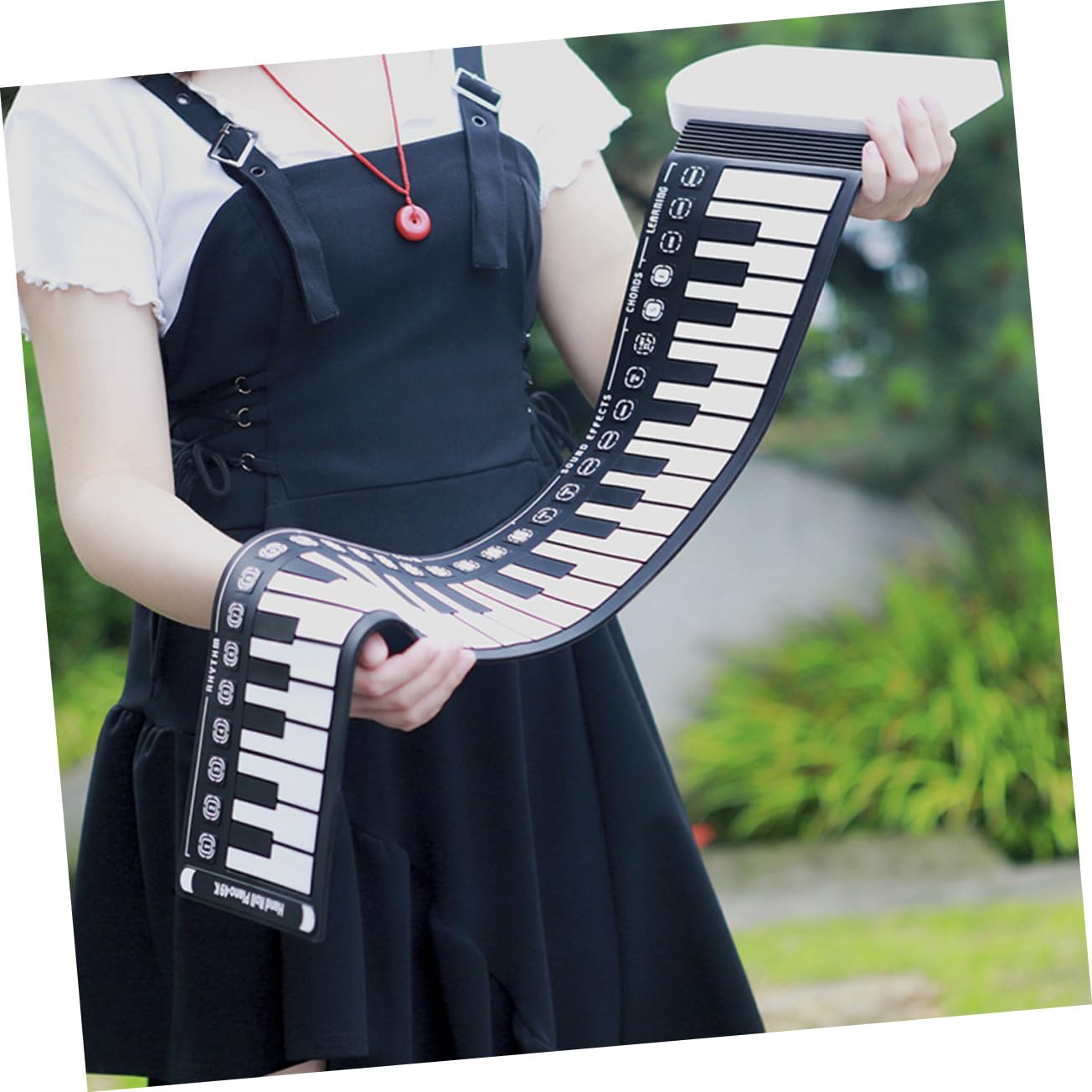 Pianoforte Nero Arrotolabile Pieghevole 49 Tasti Elettronico | Silicone, Altoparlante Integrato, Portatile, per Ragazzo Ragazza e Adulti, Componenti Abs e Elettronici