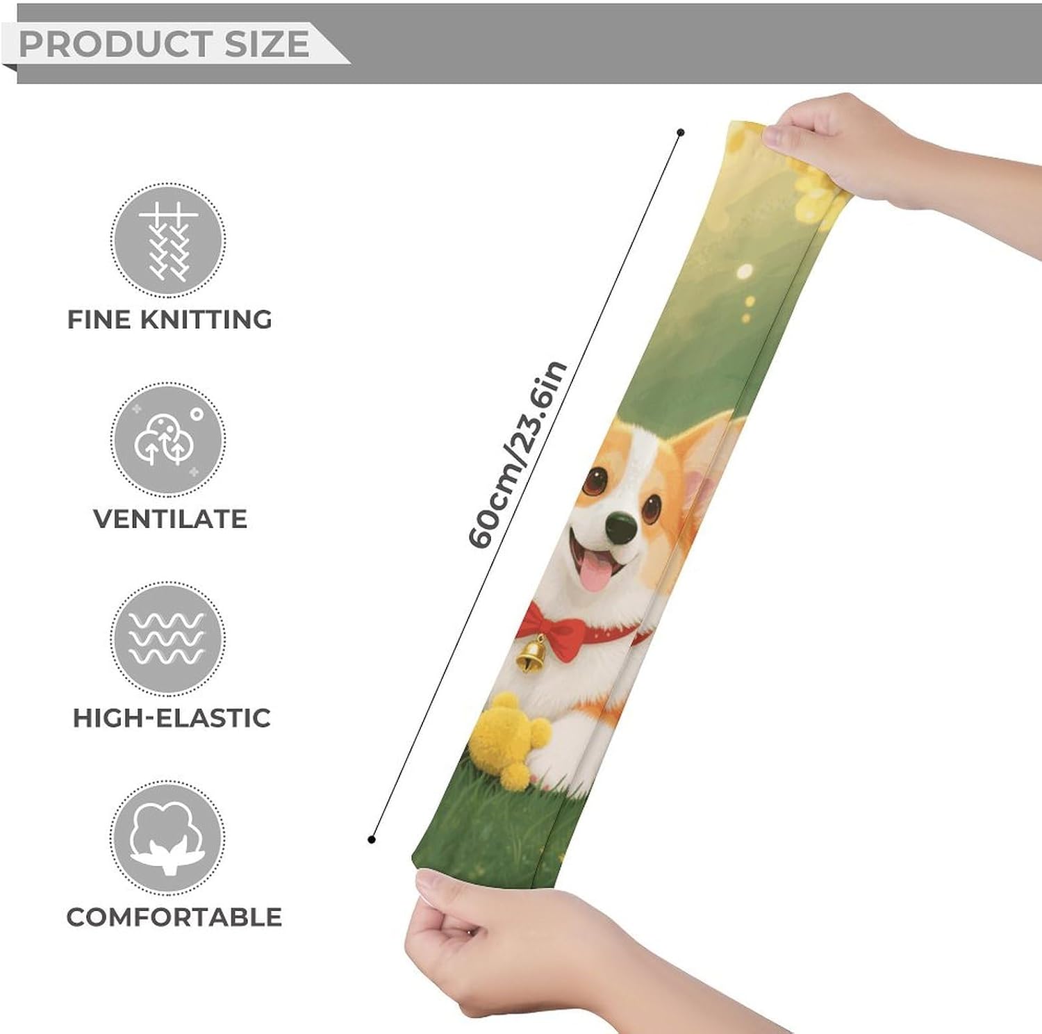 Corgi Knee High Stockings for Women 23.6" Breathable Thigh High Stockings Over The Knee Socks