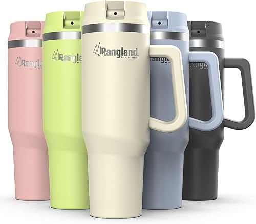 Miniatura 3 de Vaso de 40 onzas a prueba de fugas con asa y bolsa de transporte, botella de agua aislada a prueba de derrames con tapa deportiva para popote y