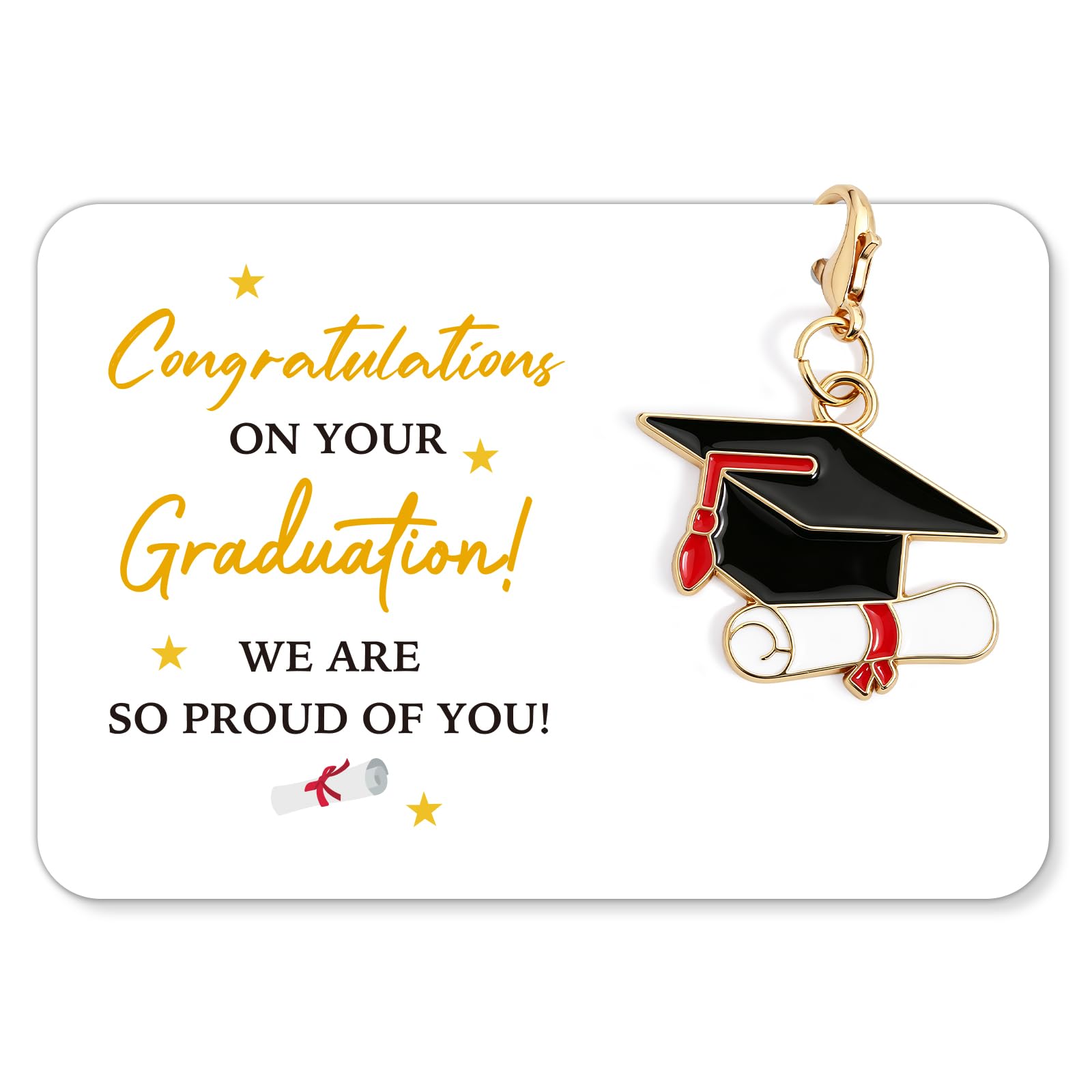 DOORIO Graduation Keyring Gift, Congratulations On Your Graduation Card with Graduation Cap Keyring Organza Bag Included Graduation Keepsake Favours