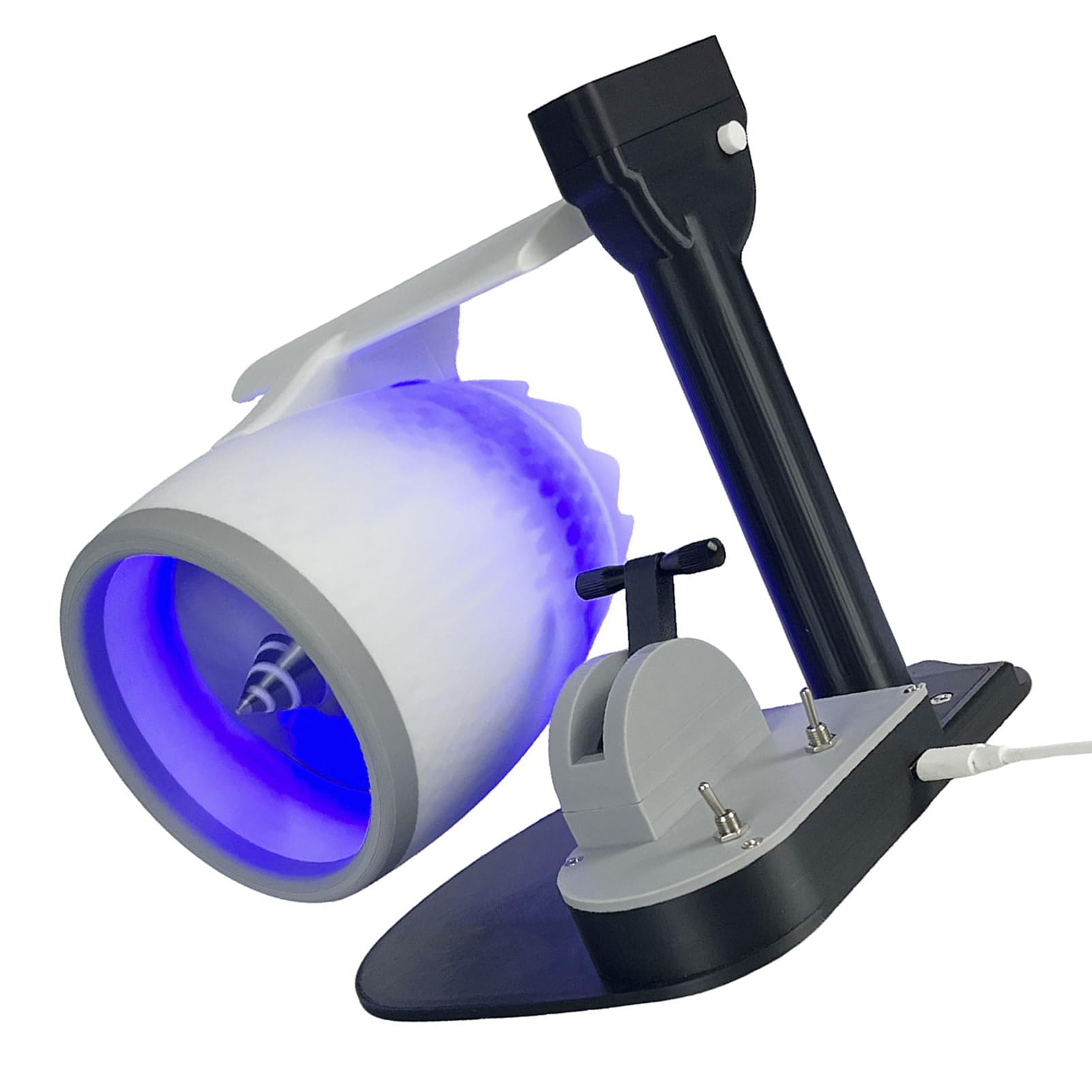 Eujgoov Wentylator Biurkowy USB 2 w 1 Przenośny Wentylator Biurkowy z Nadrukiem 3D z PLA i regulowaną prędkością Nawilżacz Efekt świetlny 50 Ml do Domu, Sypialni, Biura, Użytku w Porze Suchej (BLUE)