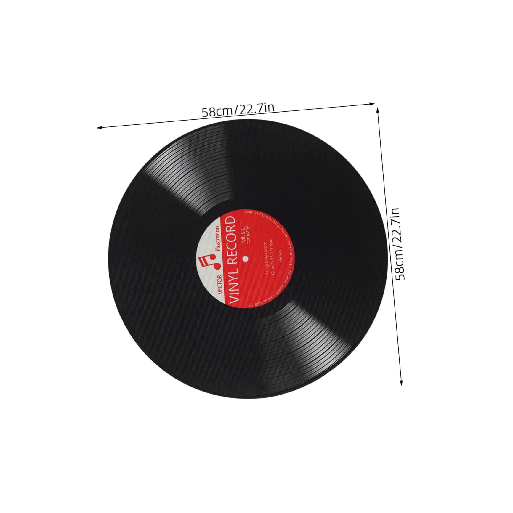 Angoily Schallplatten-Teppich: 60 cm breiter, Rutschfester und fleckenabweisender Teppich – Ästhetischer Schallplatten- für Wohnzimmer, Schlafzimmer und Küche – Pflegeleichte, Trendige runde