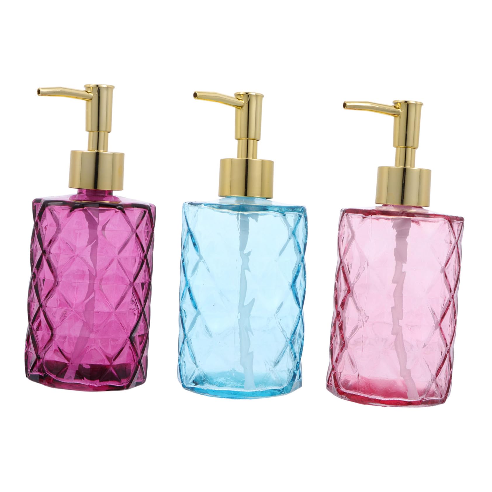 Set di 3 Dispenser Bottiglia a Pompa in Vetro per Body Wash