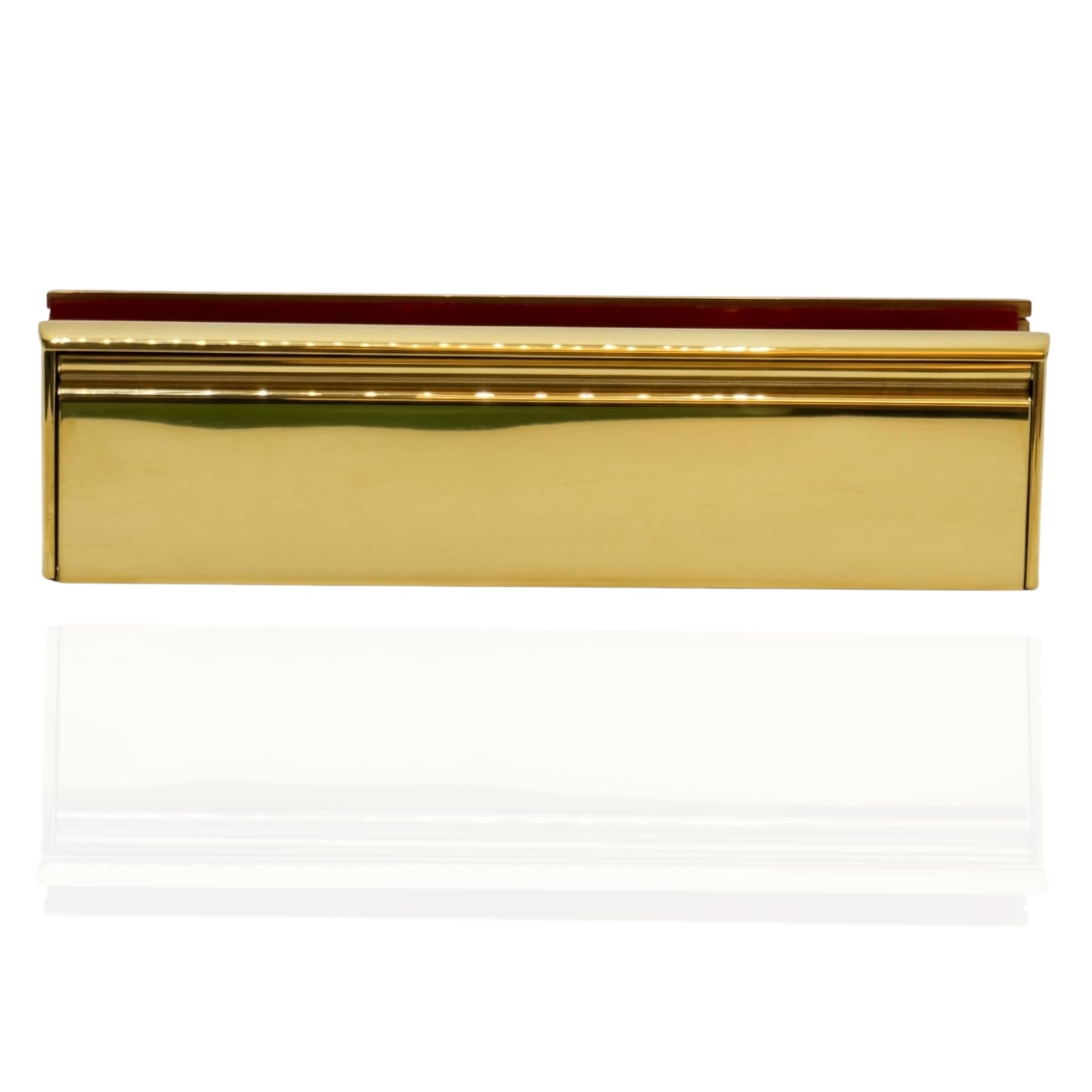 Firemongery Heavy Duty 12" Letter Box for Front Door, Stainless Steel FD30 Fire Rated Letterplate Replacement for 44mm Timber Doors, Dual Flap Letter Box Flap with Intumescent Lining, Gold