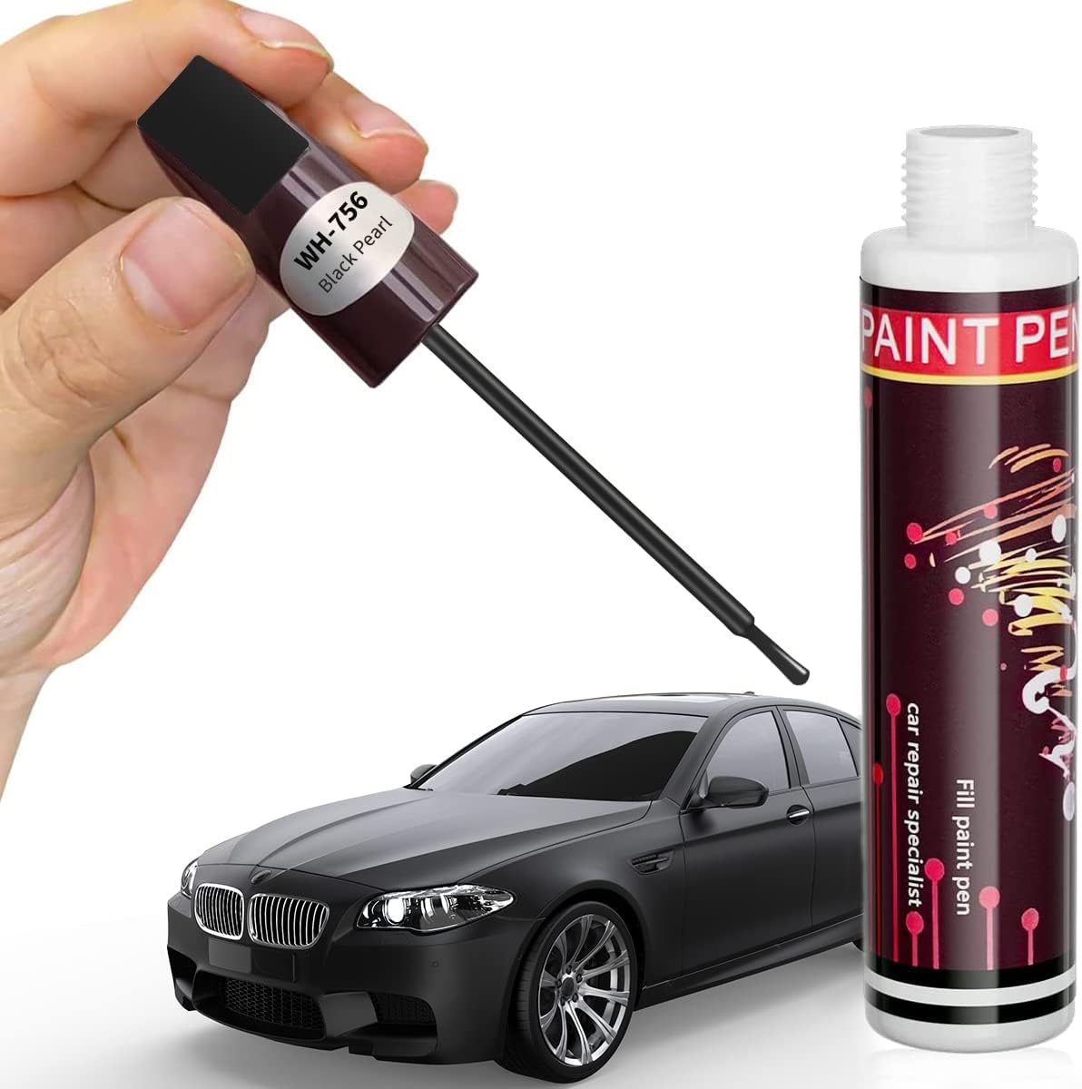 Touch Up Paint Pen for Cars Scratch Removal Repair, Wheel Fill Paint Pen Black/White/Multi-color Optional for Various cars (Pearl Black)