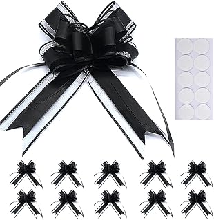 10PCS Large Pull Bows,Bows for Gift Wrapping,Organza Gift Wrapping Ribbon Pull Bows Gift Bows for Wedding Gift Baskets,Christmas Party Birthday Gift Bow Decoration (Black)