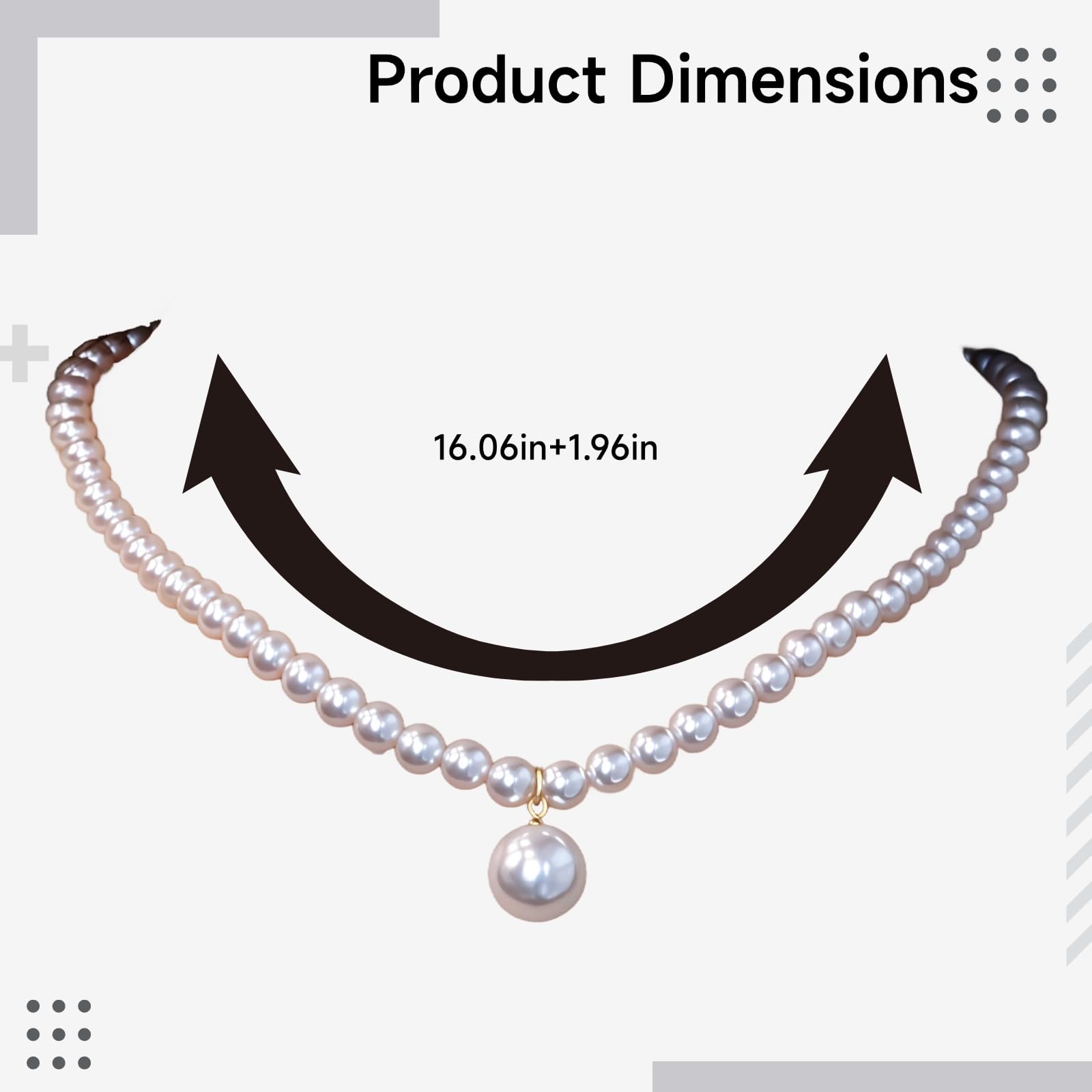 Collar de plata de ley 925 con perlas artificiales blancas y colgante chapado en oro, ajustable de 18.43 pulgadas, viene con caja de regalo