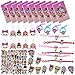 LOL Puppe Geburtstag Party Favors Supplies Kit für Mädchen Kinder enthalten 10 Armbänder 10 Ringe 10 Goodie Taschen 10 Schlüsselanhänger 50 Aufkleber für Klassenzimmer