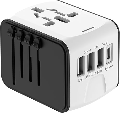 Miniatura 9 de ISIX Adaptador de viaje internacional Adaptador de corriente universal en todo el mundo todo en uno 4 USB perfecto para Europa EE. UU., UE, Reino