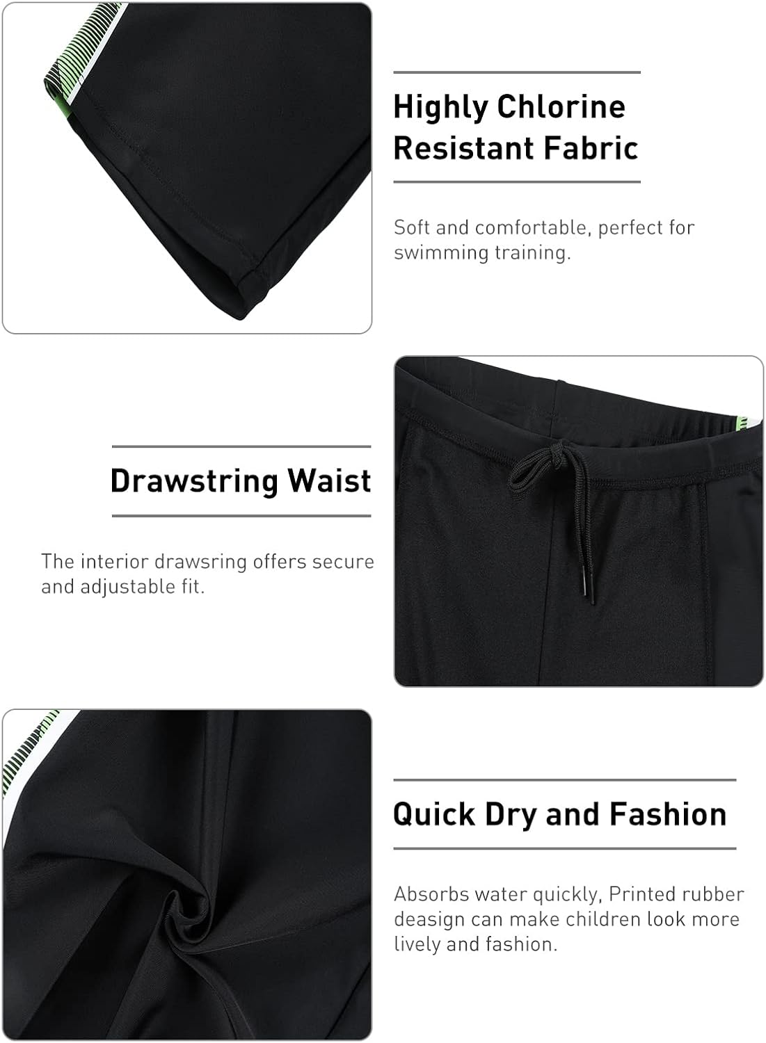 Boys-Swim-Jammers Youth-Athletic Swimming-Shorts Quick-Dry - with Drawstring Kids Soft Swimsuits UPF 50+ - Image 5