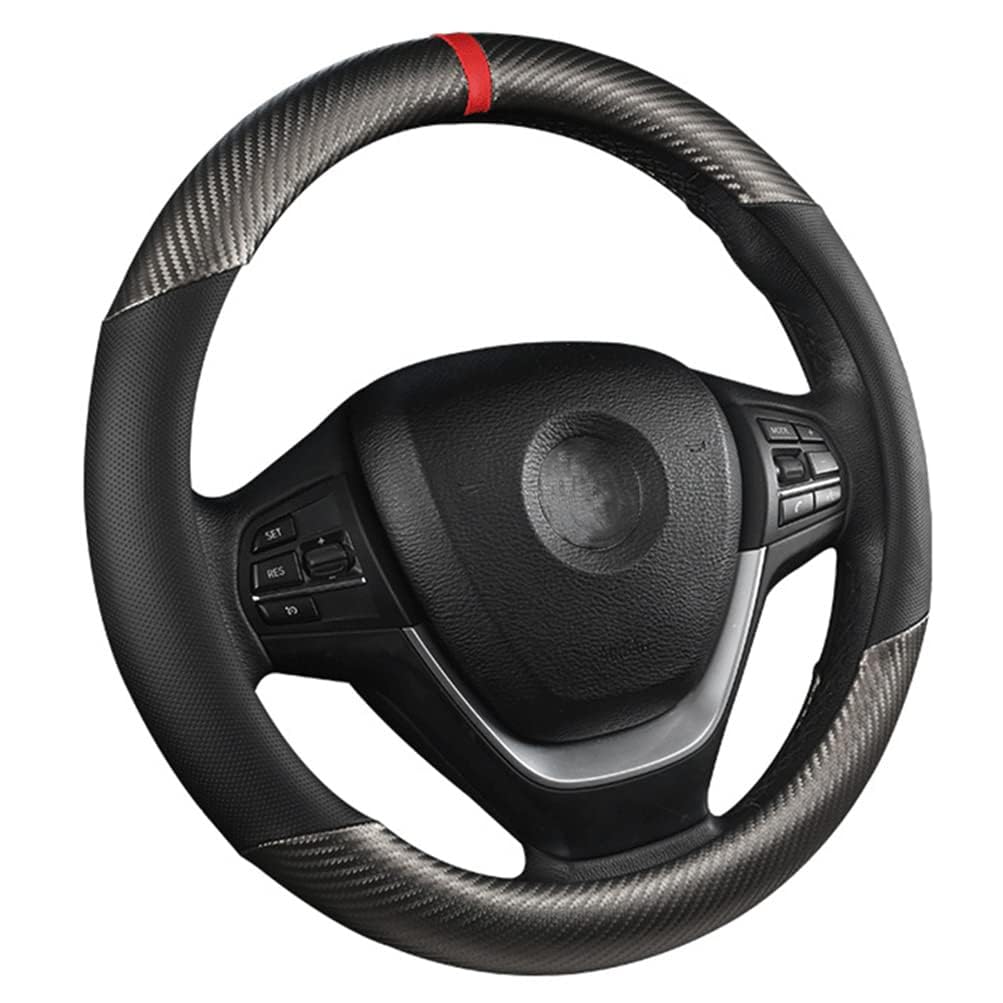 Ergocar Lenkradbezug Carbon & Leder - D-förmig Anti-Rutsch
