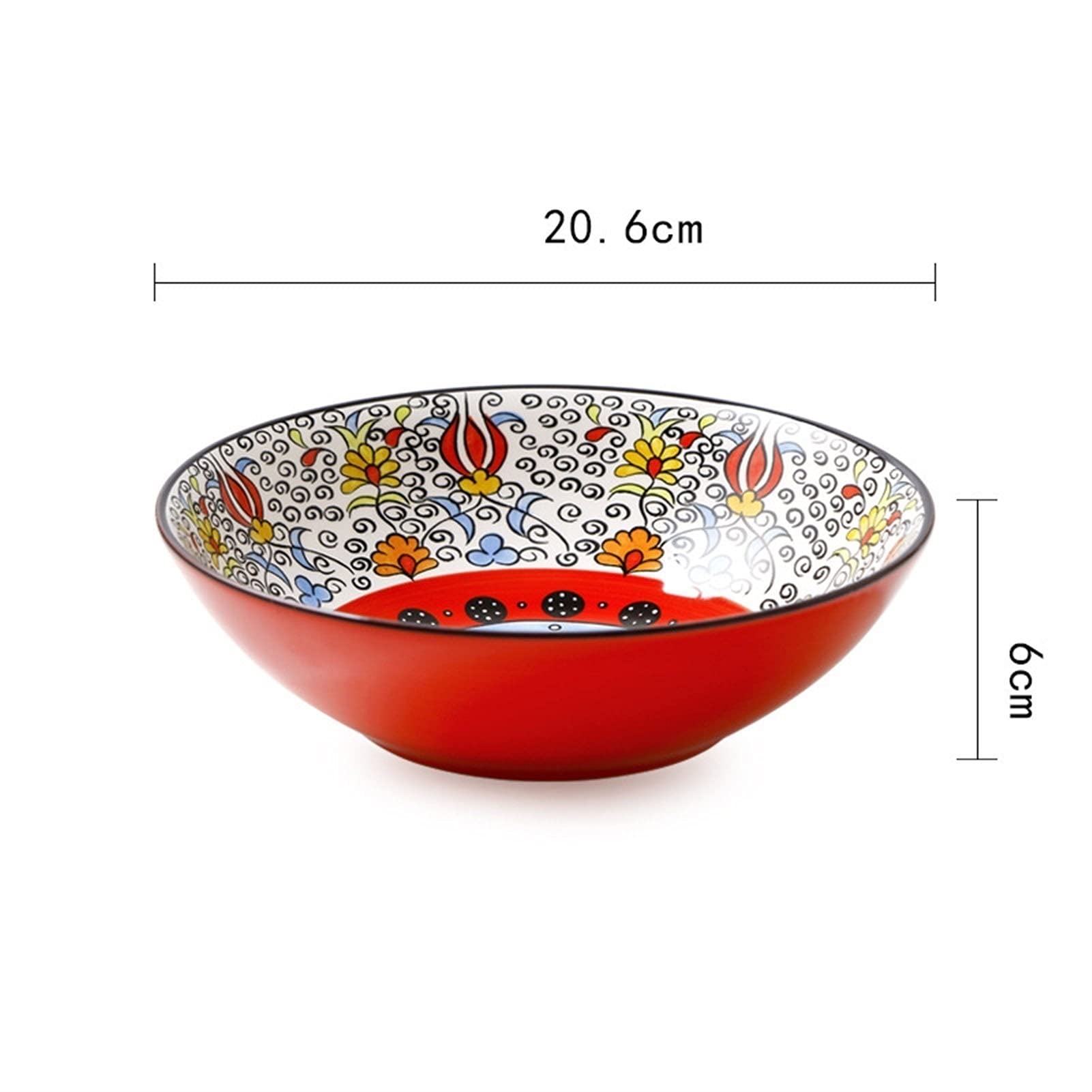 Miski do serwowania talerz ceramiczny salaterka materiał kreatywny zachodni talerz jedzenie siatka czerwony talerz okrągły talerz obiadowy rodzina talerz do steków miska na ryż miska na płatki (kolor: A)