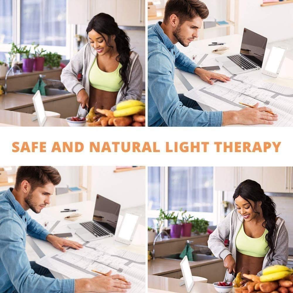 Lampe de thérapie de lumière Ultra-Mince 10000 Lux Therapy Lumière avec 3 Niveaux de luminosité réglable, Therapy Lumière avec minuterie pour Une Maison Heureuse/Bureau/Voyage