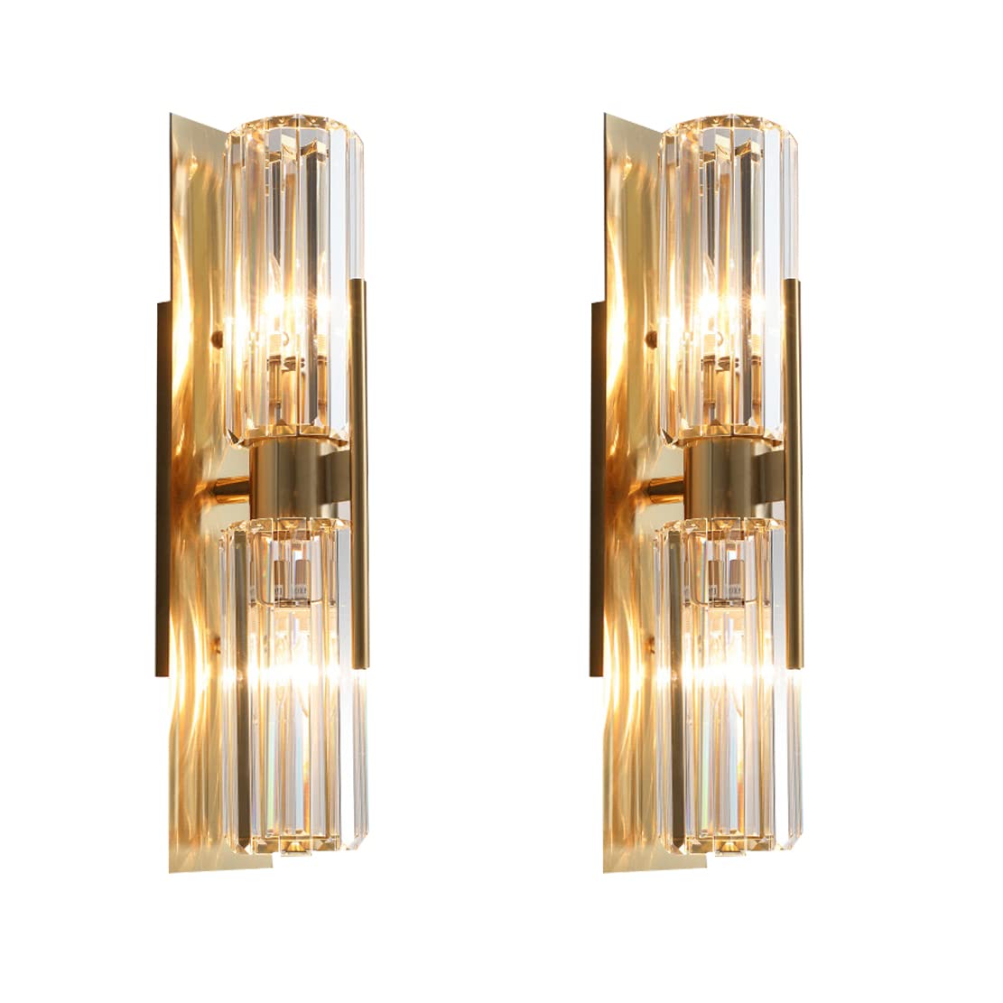 Wall lamps, Modern Crystal Wall Lamp 2-Light Gold Light Sconce(12cm)