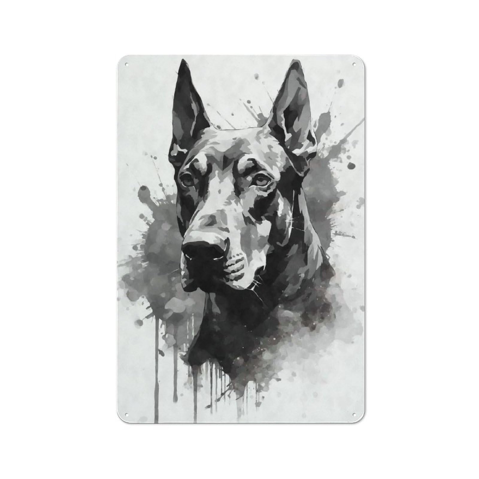 Junmoney Doberman Pinscher Portrait Retro Metal Wall Sign 30X20cm With For Café Or Home Bar, For Cooler-Season Styling In Café And Home Bar