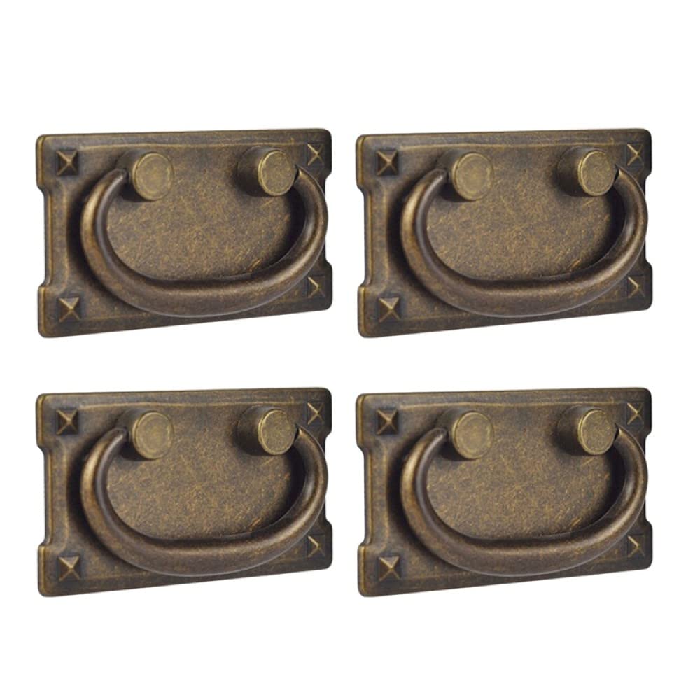4 poignées de tirage d'anneau en bronze antique Youther pour tiroir de meuble