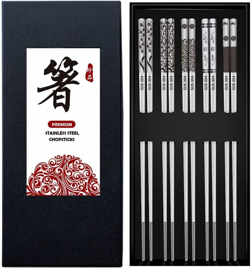 Baguettes Chinoises Dragon En Acier Inoxydable - Antidérapantes - Portables - Neuf