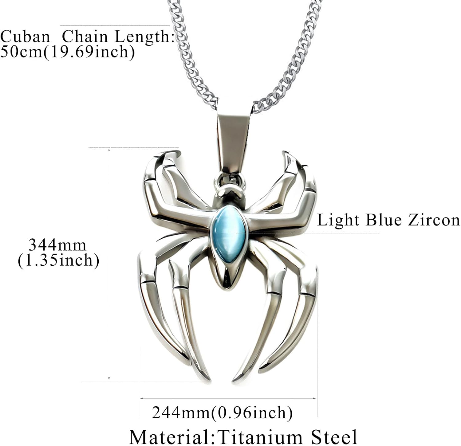 Spider man Fans Rejoice Light Blue Cubic Zircon Inlaid Necklace,Durable Stainless Steel Chain for Affordable Superhero Style(Silver) - Image 5