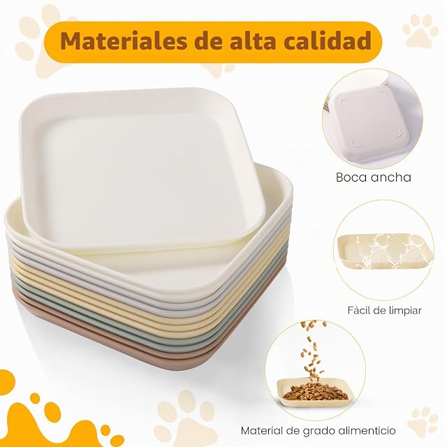 Foto 3 de 7 de Otauoaea 12 Piezas Comedero Gato, Pet Tazones para Gatos Cuadrado