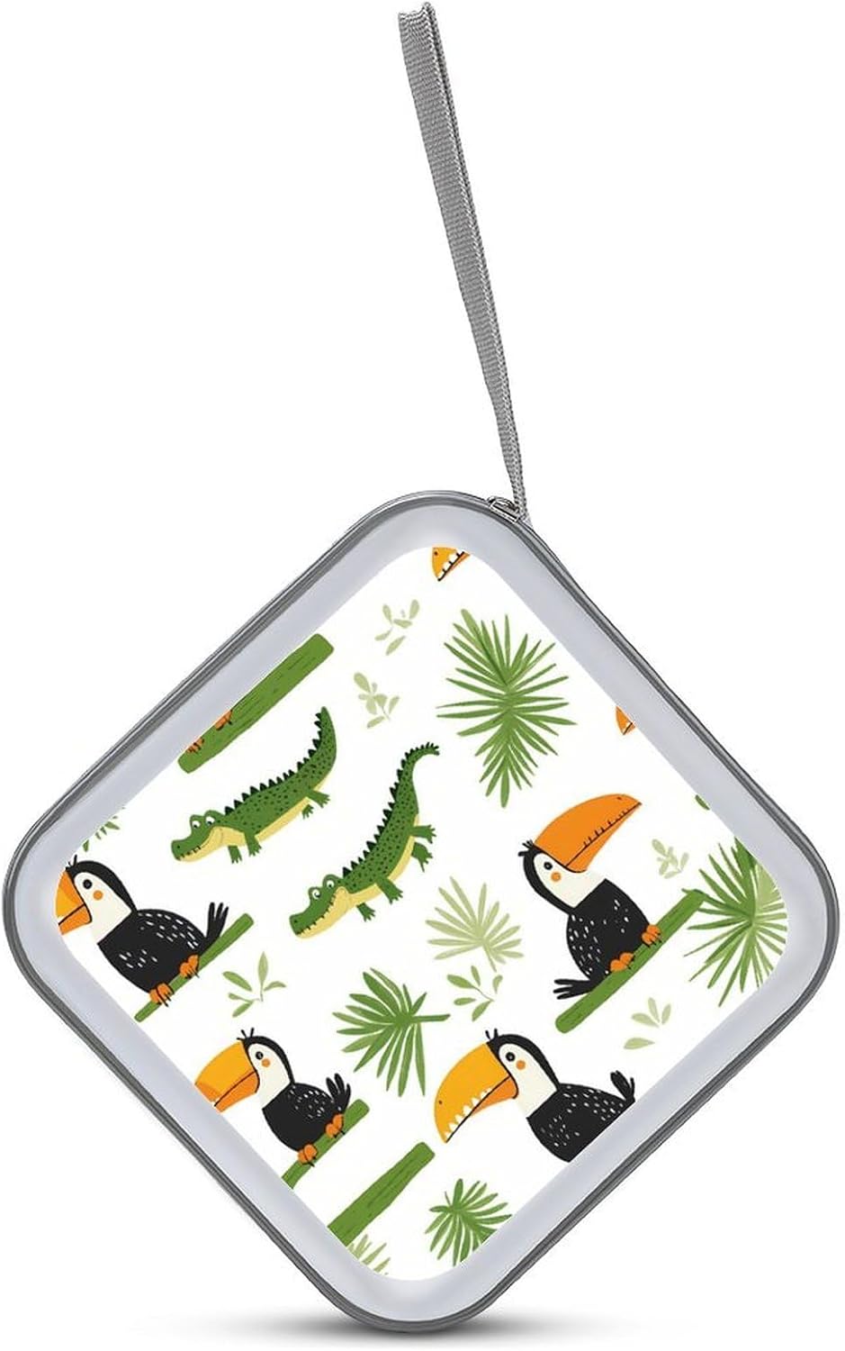Toucans Crocodiles Tropical Plants Protective CD Case Storage Rack 40 Capacity DVD Holder Organizer Car Travel