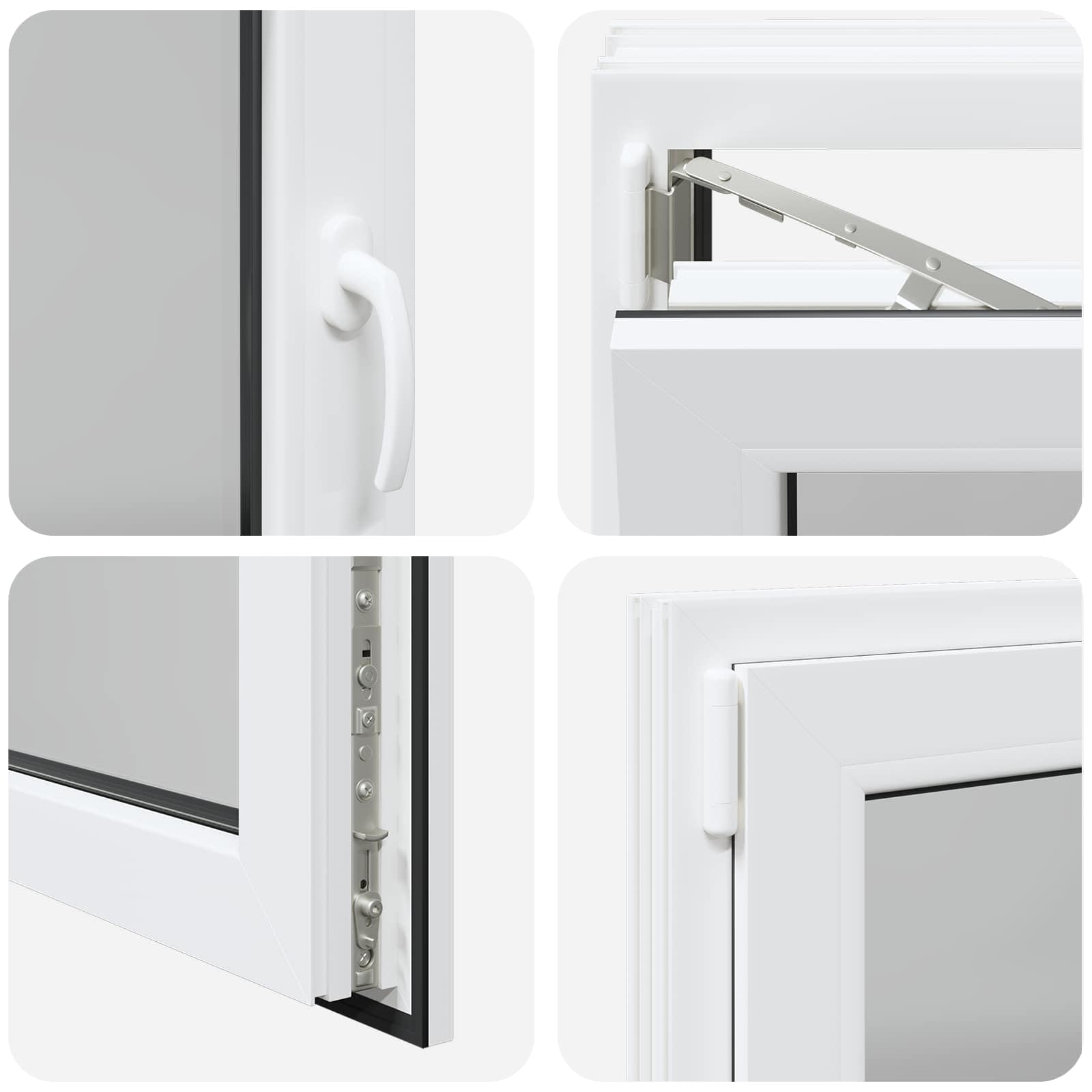 vidaXL Ventana de sótano RISOR 110 x 60 cm PVC y Vidrio Blanco, Sótano, Aislante Térmico Moderno y Duradero para Ventanas Eficientes, Accesorios de Vidrio PVC Aislantes
