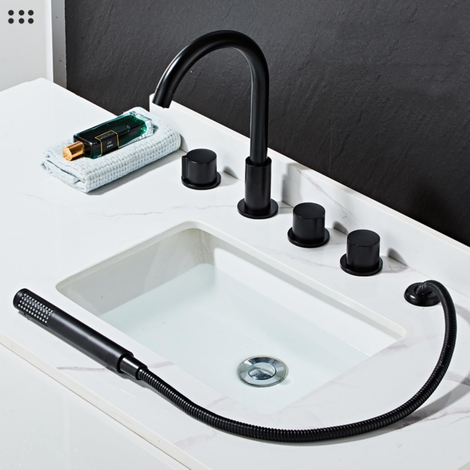 Juego De Grifo De Baño 5 Orificios, Mezclador Bañera Cromado con Ducha, Cabezal Giratorio 360 Grados, Mezclador Baño Doble Palanca, a Lwx