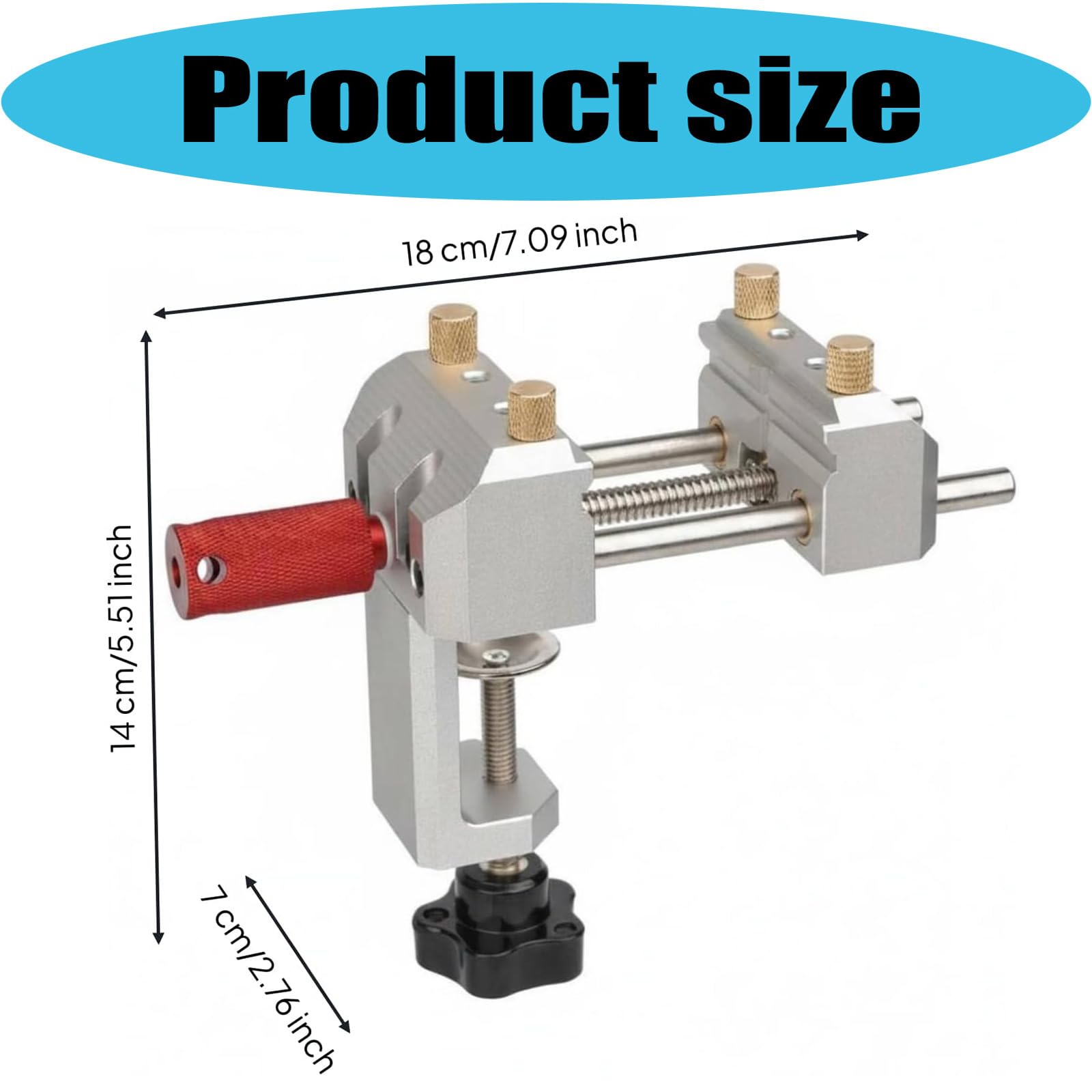 Tornillo de de sujeción de piezas con base de abrazadera, herramienta de trabajo pequeña de metal con giratorio, soporte de guía y configuración compacta para tareas de hobby Abrazadera de